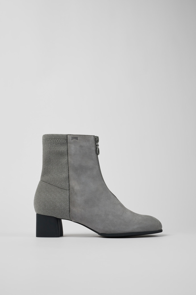 Image of Side view of Katie Gray nubuck heeled boots