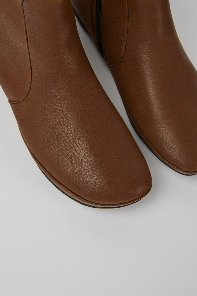 Close-up view of Right Brown ankle boot for women