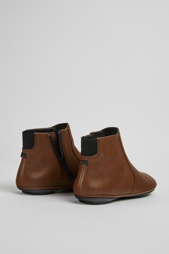 Back view of Right Brown ankle boot for women