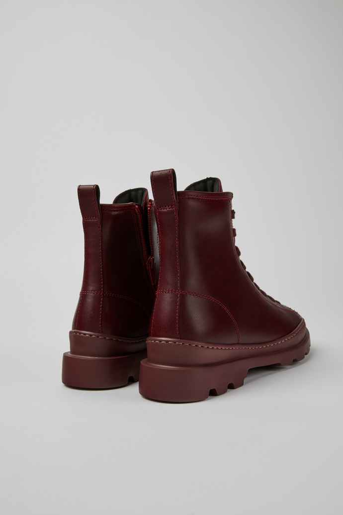 Back view of Brutus Burgundy leather ankle boots for women