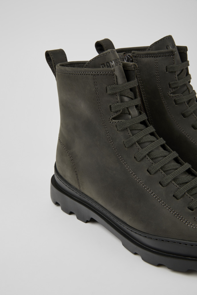 Close-up view of Brutus Dark gray nubuck ankle boots for women