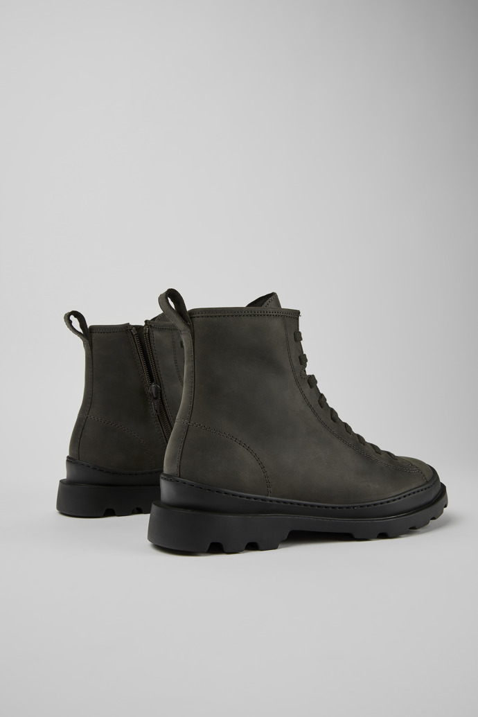 Back view of Brutus Dark gray nubuck ankle boots for women