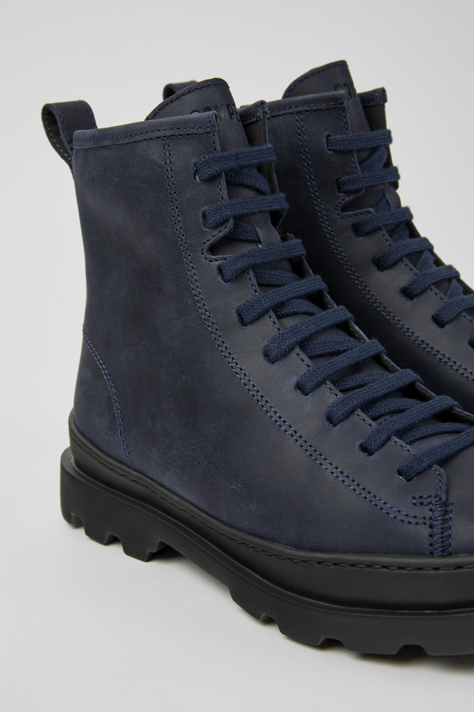 Close-up view of Brutus Navy blue nubuck ankle boots for women