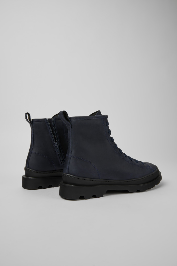 Back view of Brutus Navy blue nubuck ankle boots for women