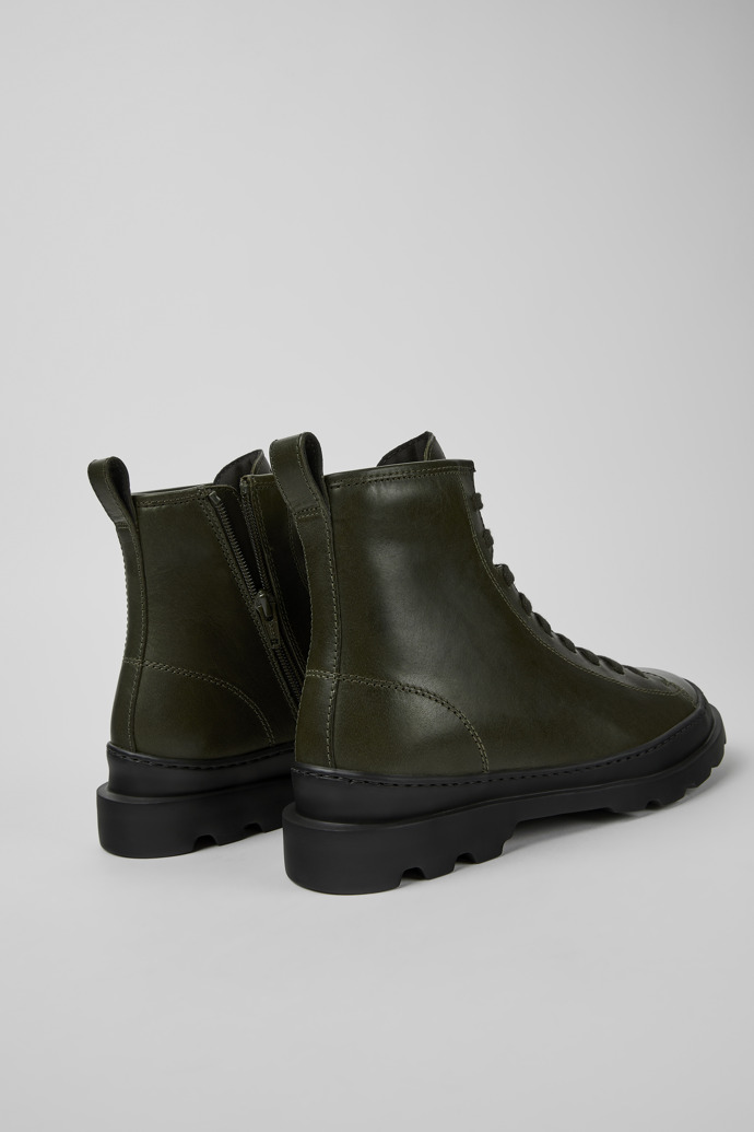 Back view of Brutus Dark green leather ankle boots for women