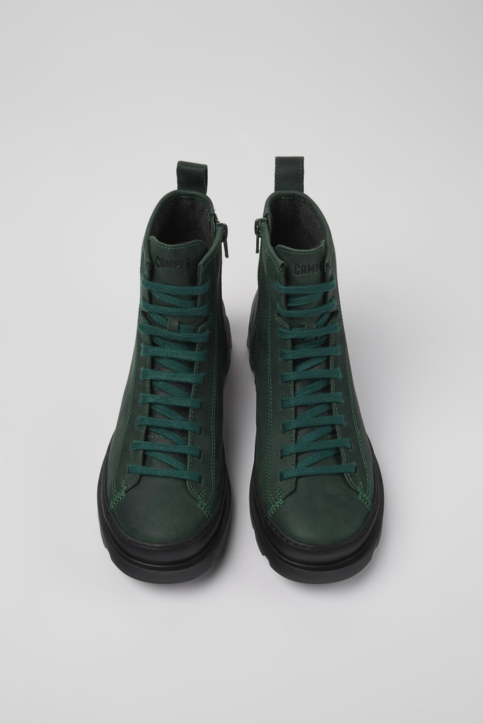 Brutus Πράσινες νουμπούκ γυναικείες μπότες με κορδόνια