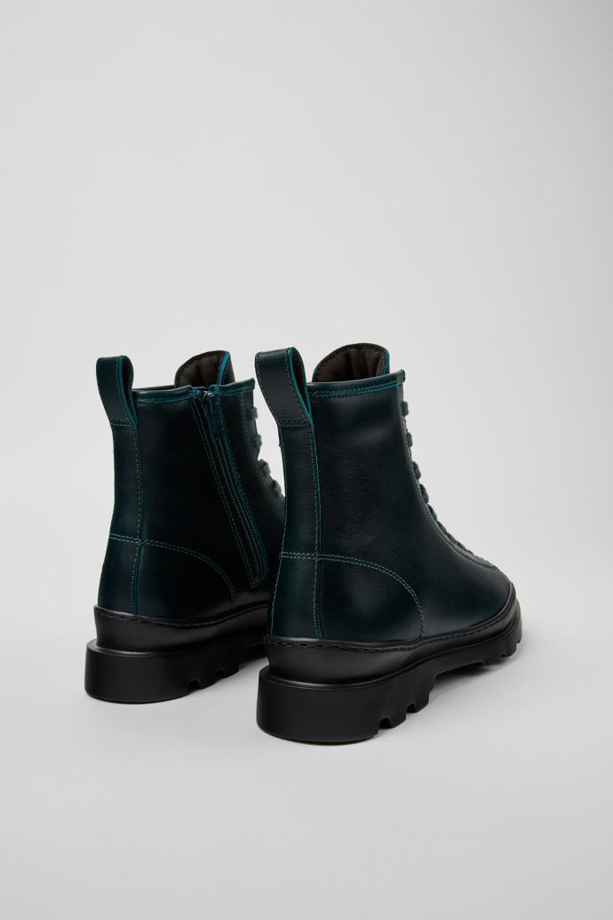 Back view of Brutus Green leather boots for women