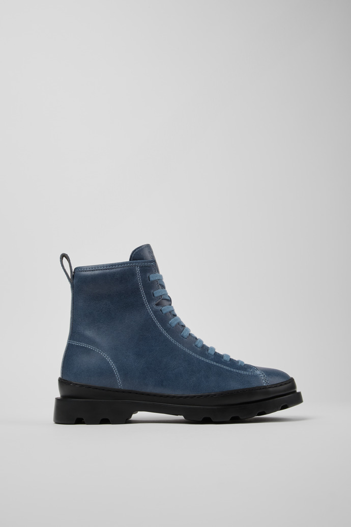 Side view of Brutus Blue leather boots for women