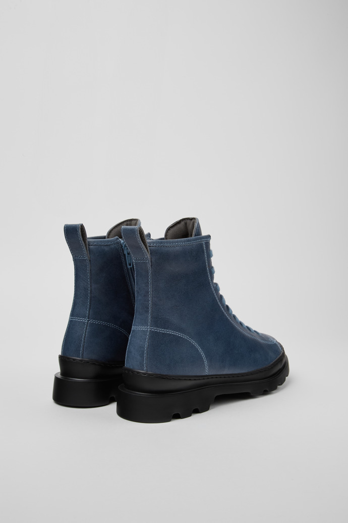 Back view of Brutus Blue leather boots for women