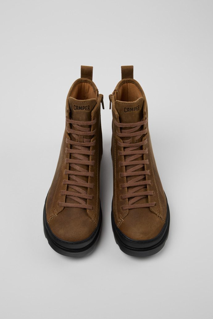 Overhead view of Brutus Brown nubuck boots for women