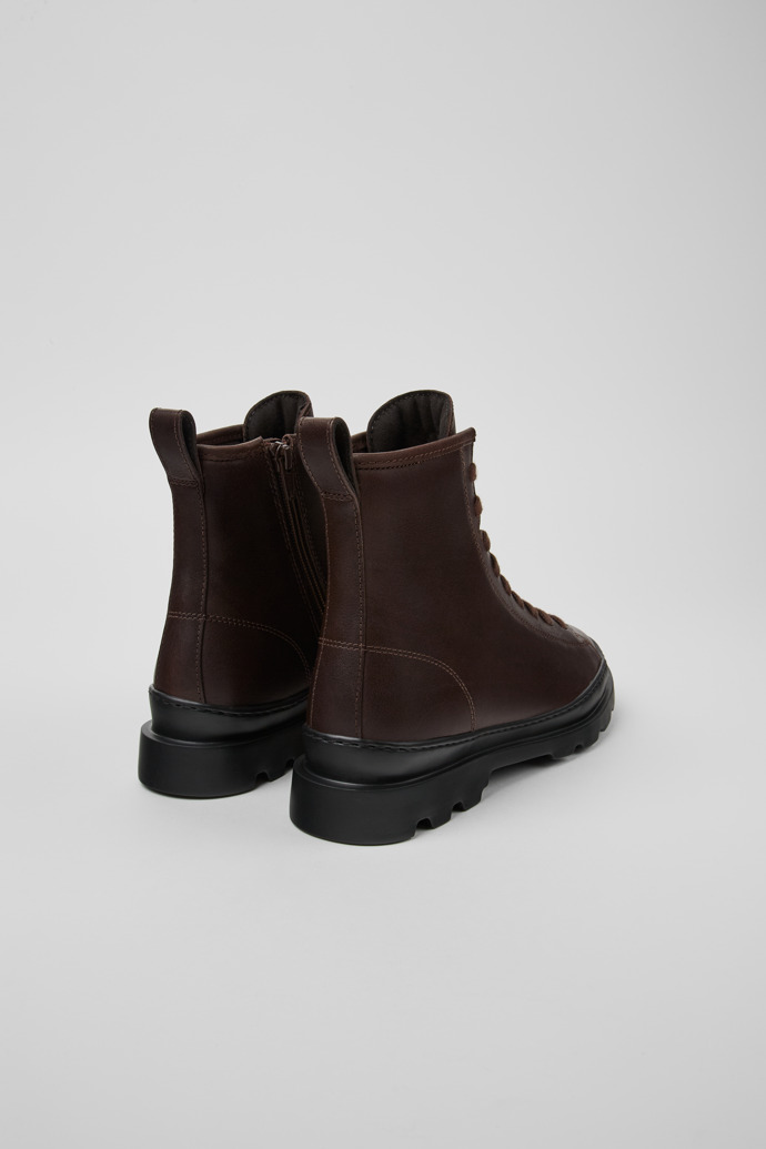 Back view of Brutus Brown leather ankle boots for women