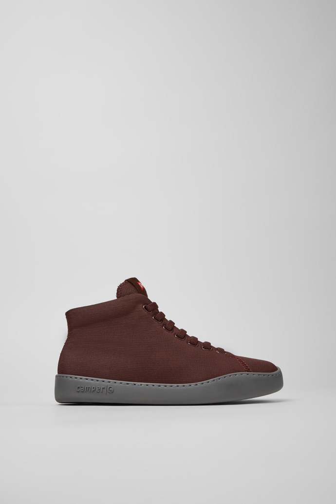 Peu Touring Sneakers botín de tejido burdeos para mujer.