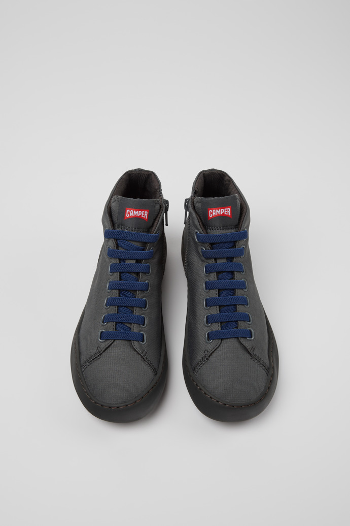 Overhead view of Peu Touring Gray Textile Sneaker Booties for Women.