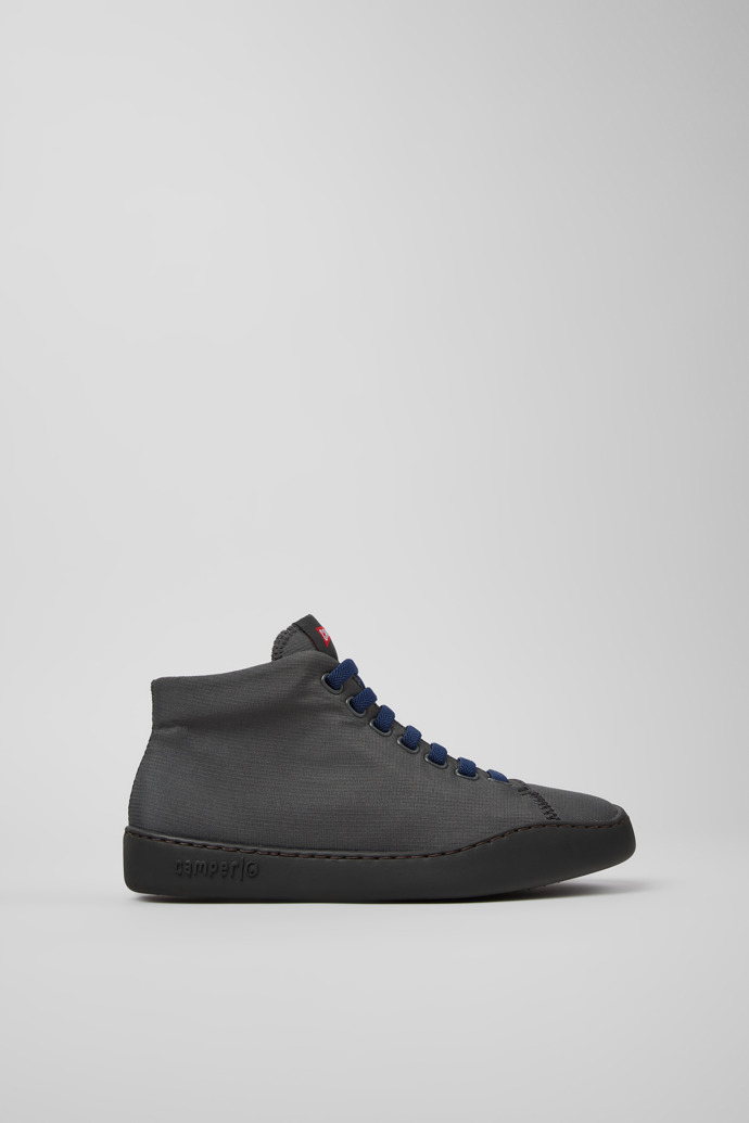 Side view of Peu Touring Gray Textile Sneaker Booties for Women.