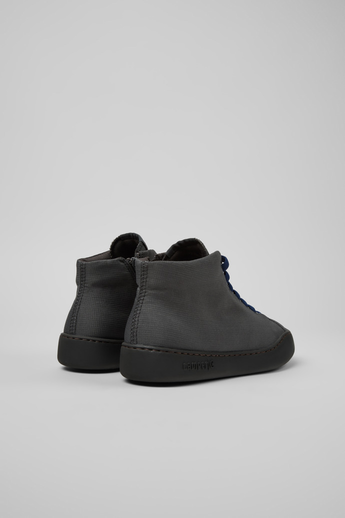 Back view of Peu Touring Gray Textile Sneaker Booties for Women.
