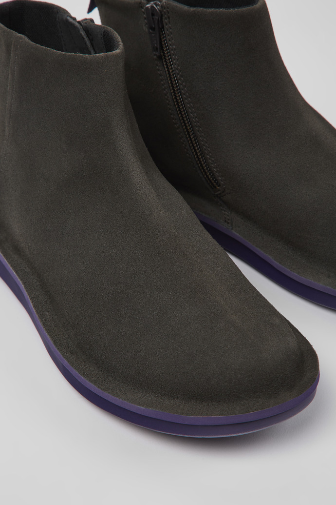 Close-up view of Ergo Gray ankle boots for women