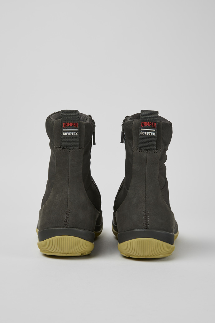Back view of Peu Pista Grey nubuck and polyester boots