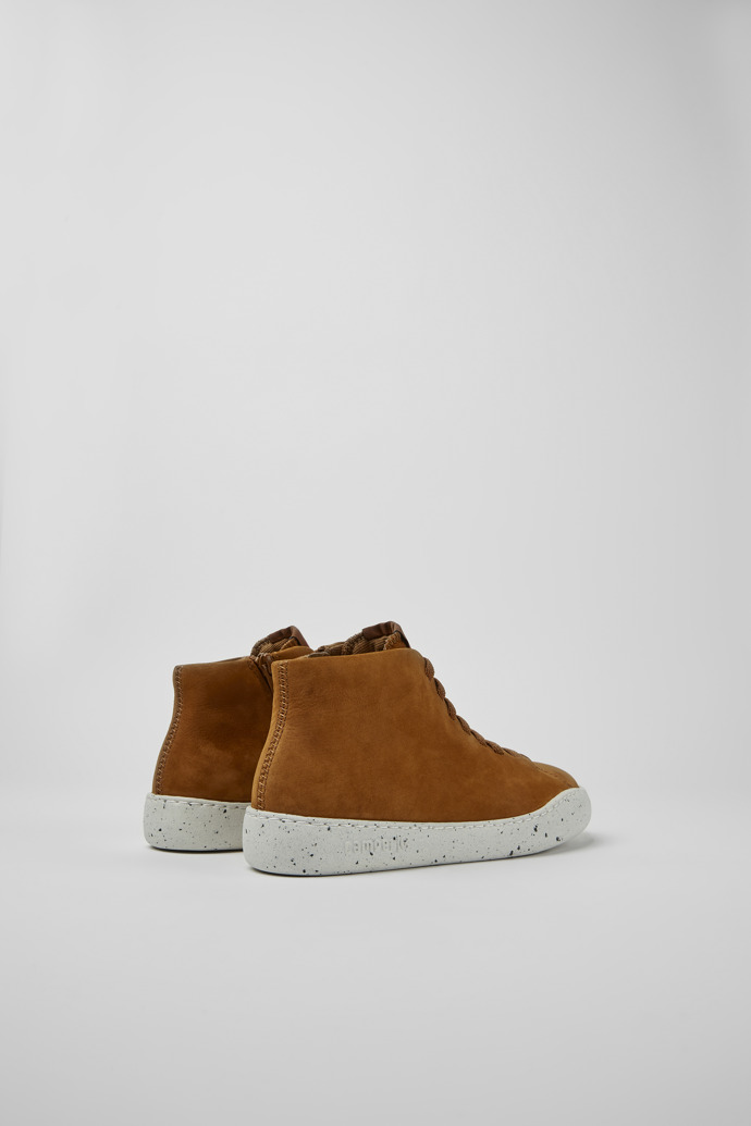 Back view of Peu Touring Brown nubuck sneakers for women