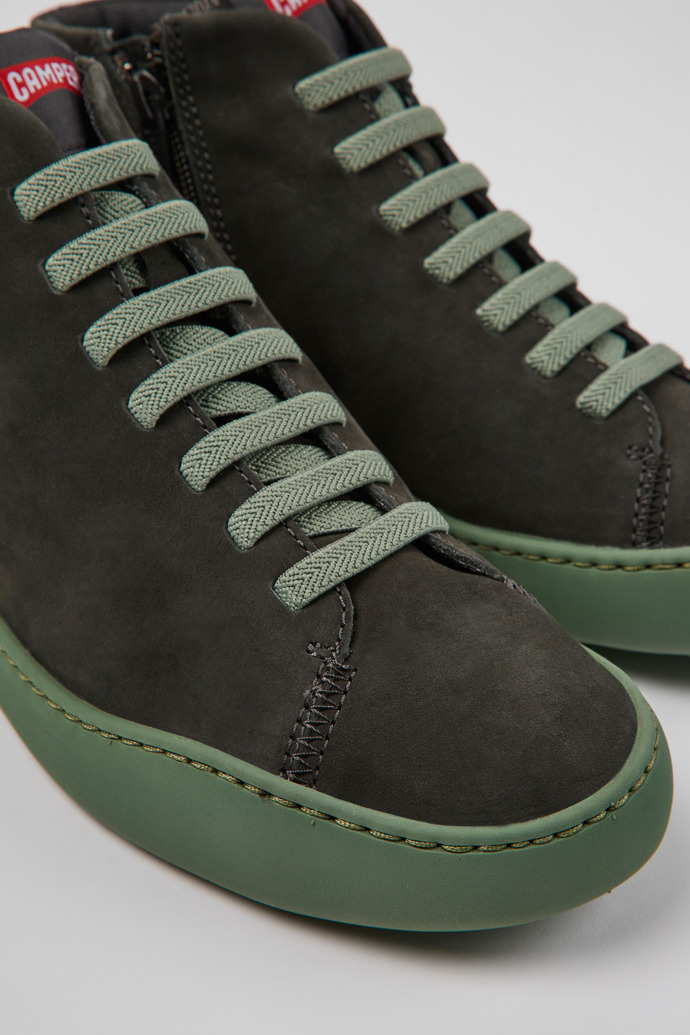 Close-up view of Peu Touring Gray nubuck sneakers for women