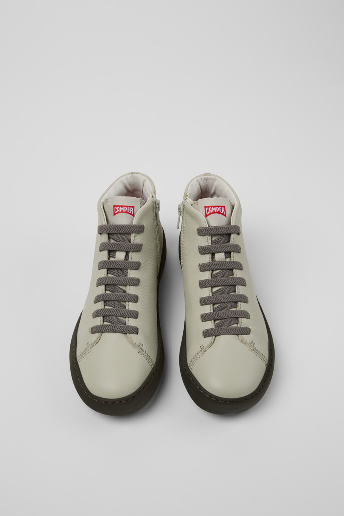 Overhead view of Peu Touring Gray Leather Sneaker Booties for Women.