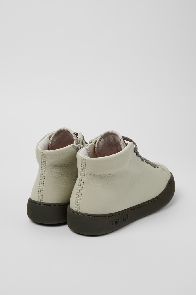 Back view of Peu Touring Gray Leather Sneaker Booties for Women.