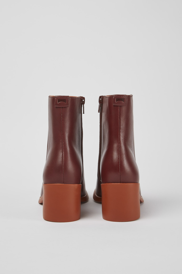Back view of Meda Burgundy leather boots for women