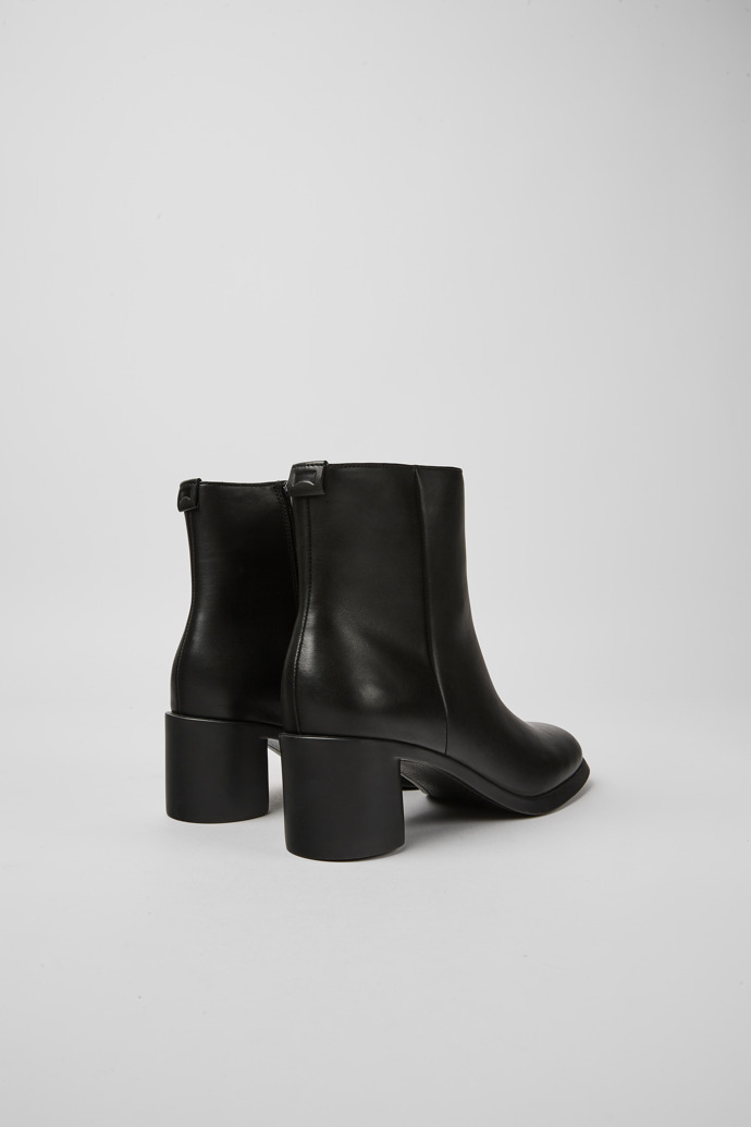 Back view of Meda Black leather boots for women