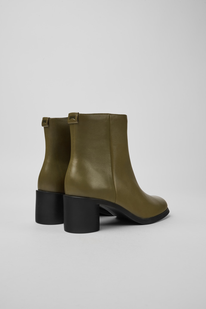 Back view of Meda Green leather boots for women