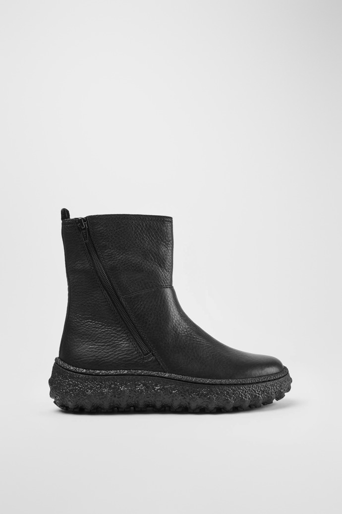 Side view of Ground Women's black mid boot with zip