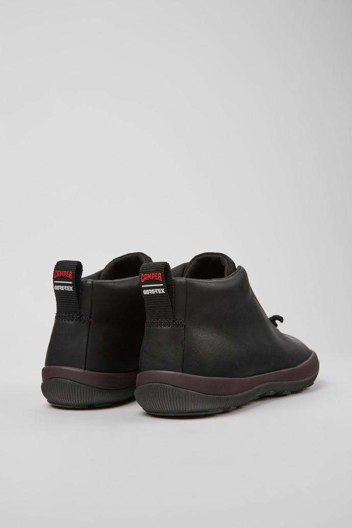 Back view of Peu Pista GORE-TEX Black leather sneakers for women