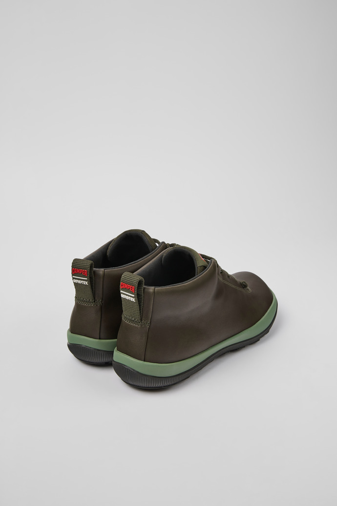 Back view of Peu Pista GORE-TEX Green leather sneakers for women