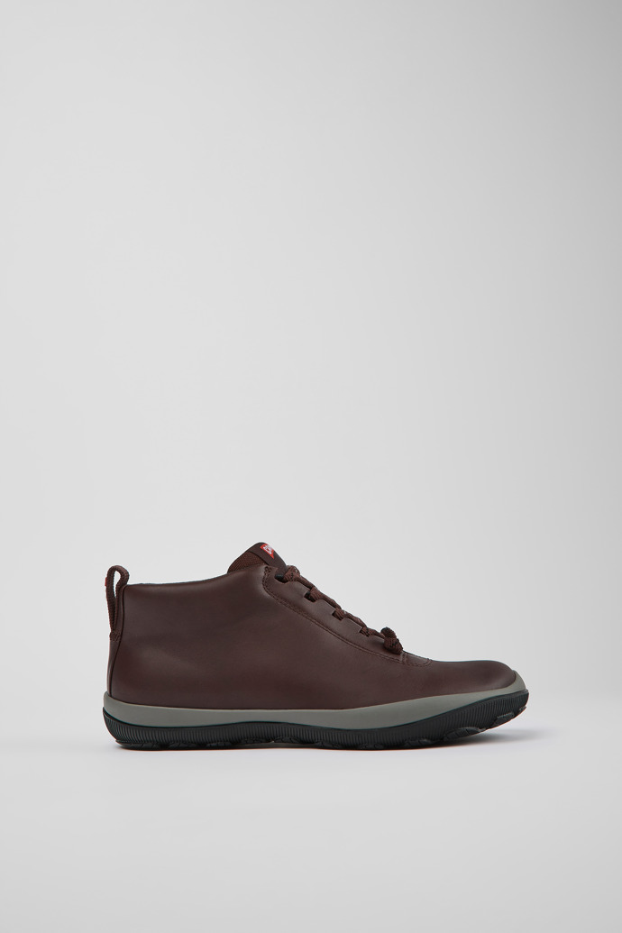 Side view of Peu Pista GORE-TEX Burgundy leather sneakers for women