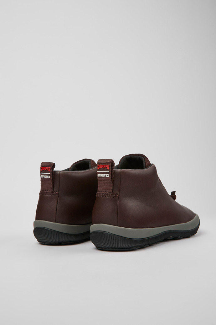 Back view of Peu Pista GORE-TEX Burgundy leather sneakers for women