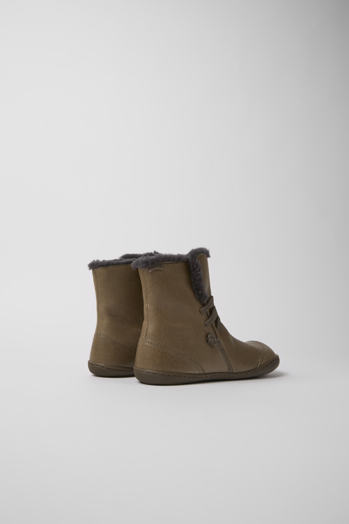 Back view of Peu Brown-gray leather ankle boots for women