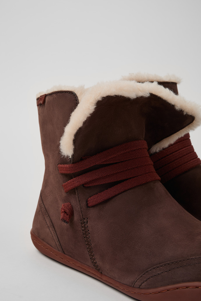 Close-up view of Peu Brown Nubuck Boots for Women