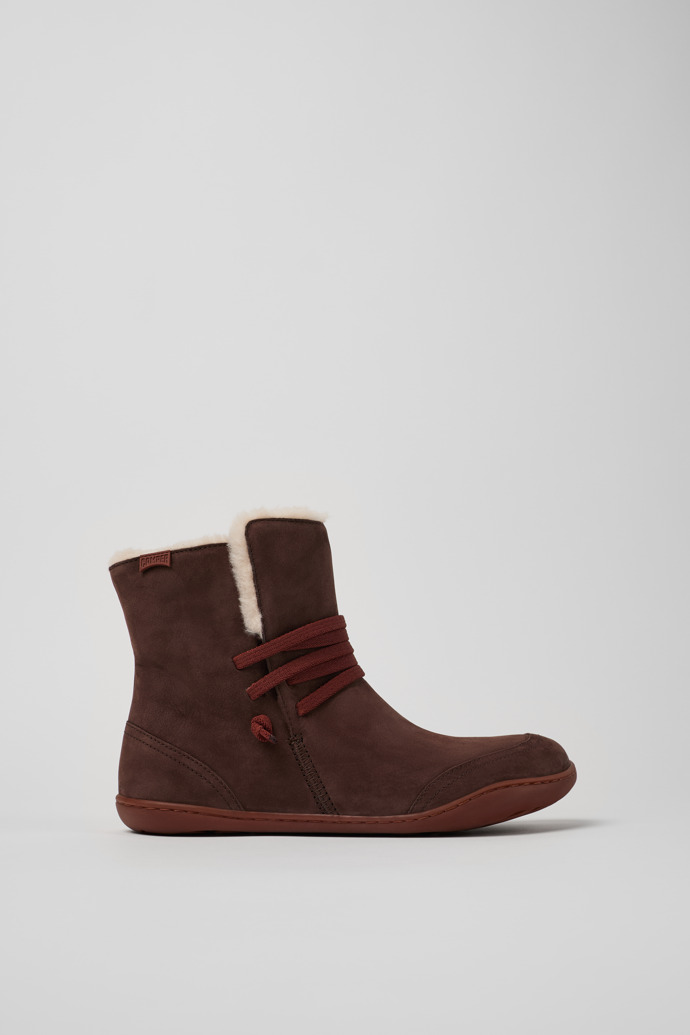 Side view of Peu Brown Nubuck Boots for Women