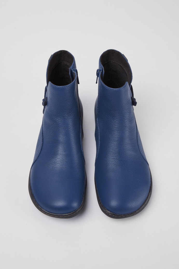 Overhead view of Peu Blue leather ankle boots for women