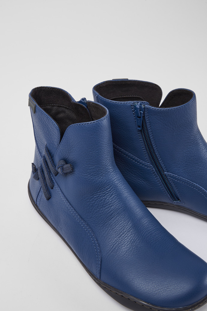 Close-up view of Peu Blue leather ankle boots for women