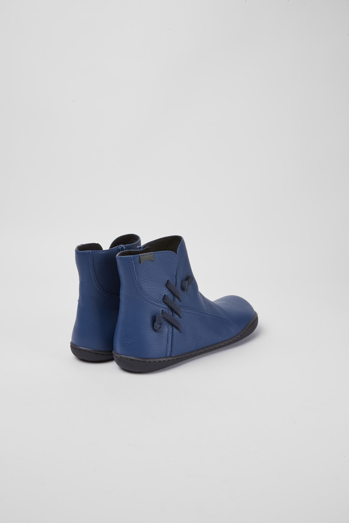 Back view of Peu Blue leather ankle boots for women