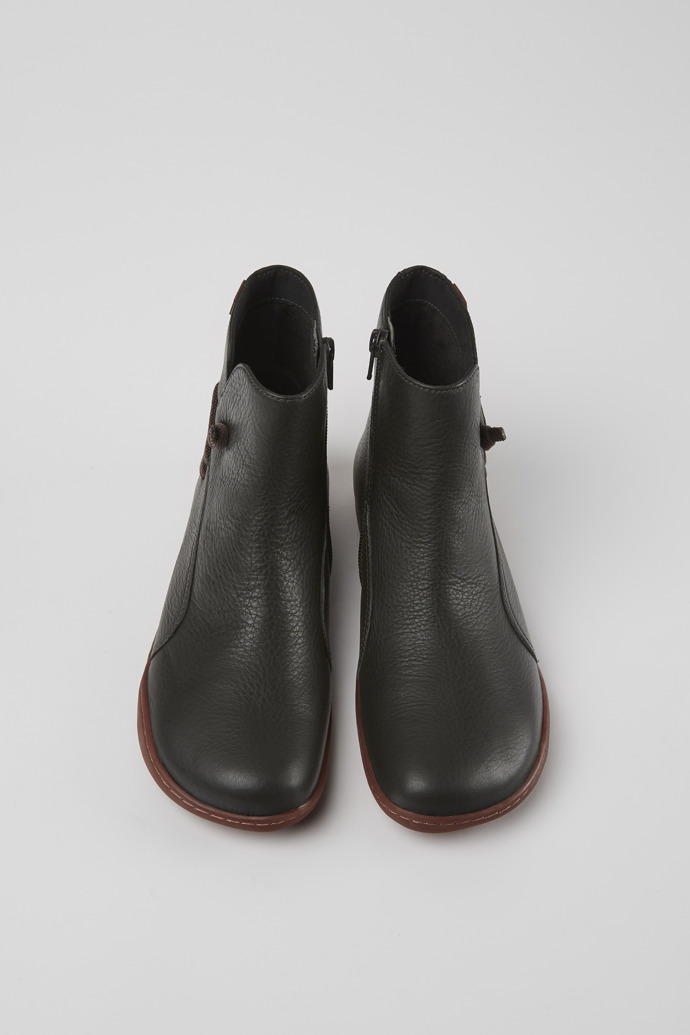 Overhead view of Peu Dark grey leather ankle boots