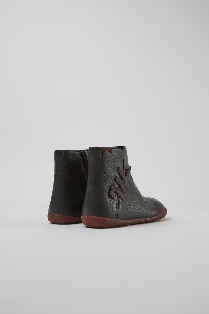 Back view of Peu Dark grey leather ankle boots