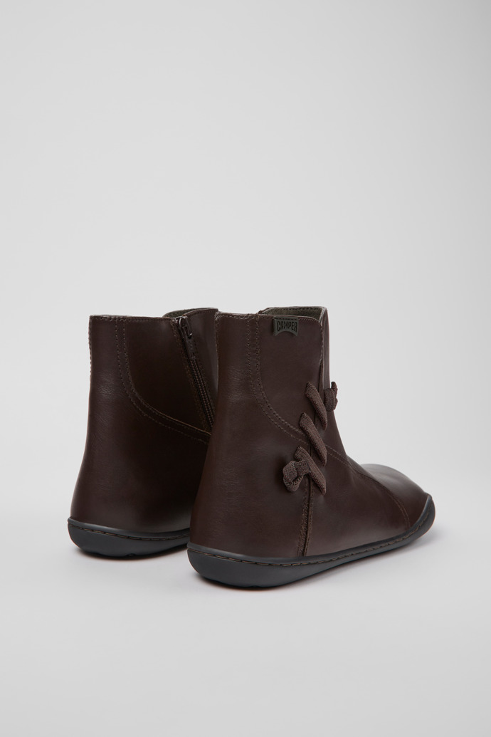 Back view of Peu Brown leather ankle boots for women