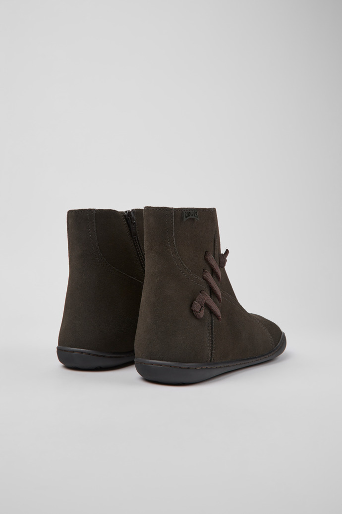 Back view of Peu Gray nubuck ankle boots for women