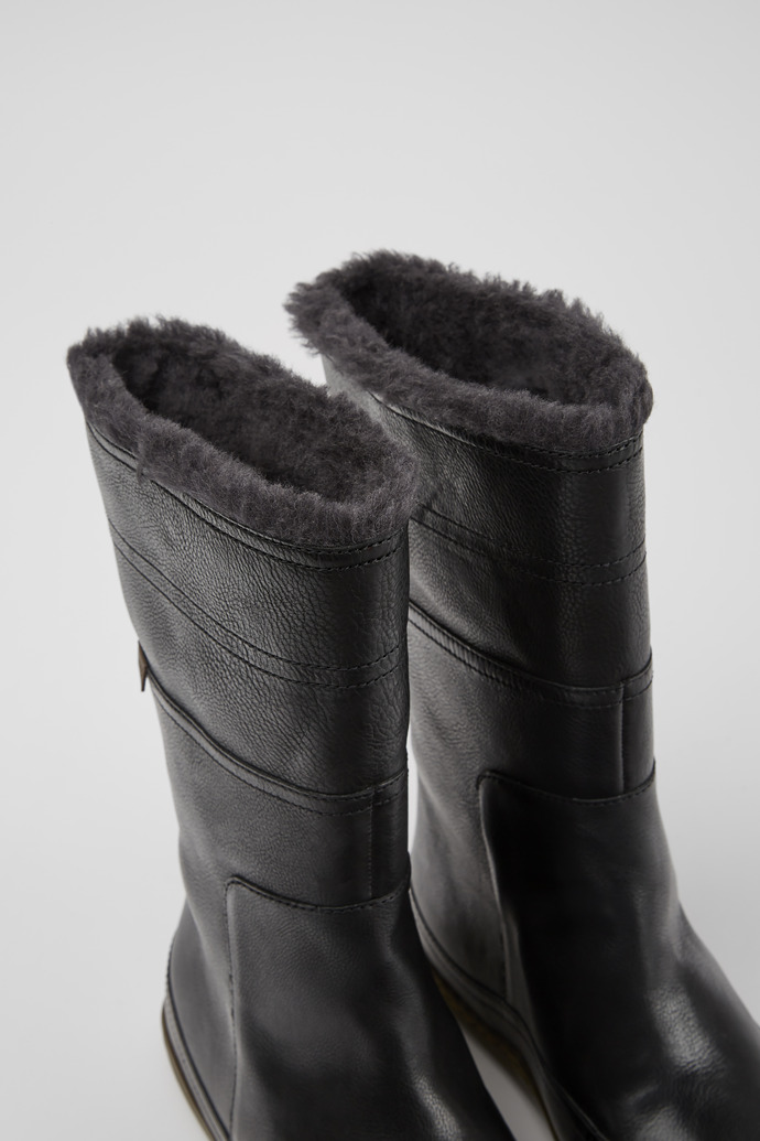 Close-up view of Peu Black mid boot for women