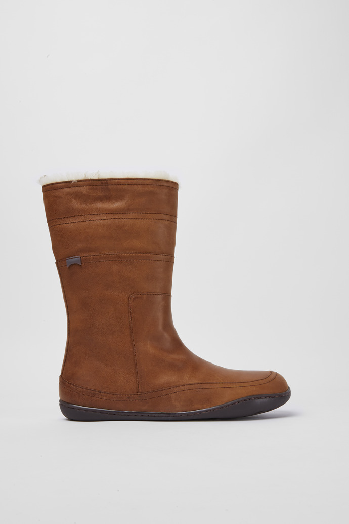 Side view of Peu Brown leather boots for women
