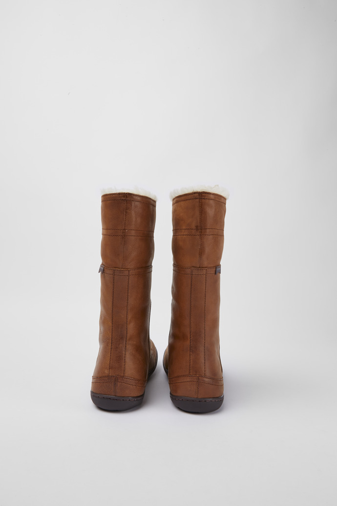 Back view of Peu Brown leather boots for women