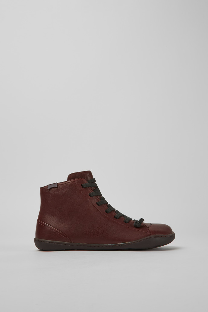 Side view of Peu Burgundy leather ankle boots