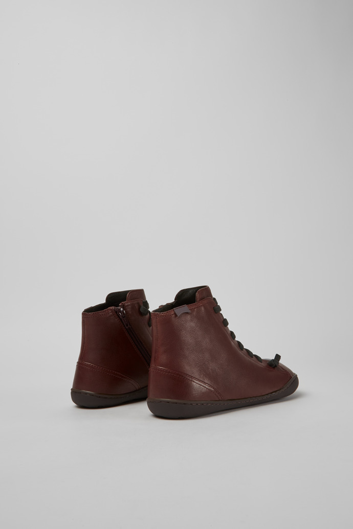 Back view of Peu Burgundy leather ankle boots