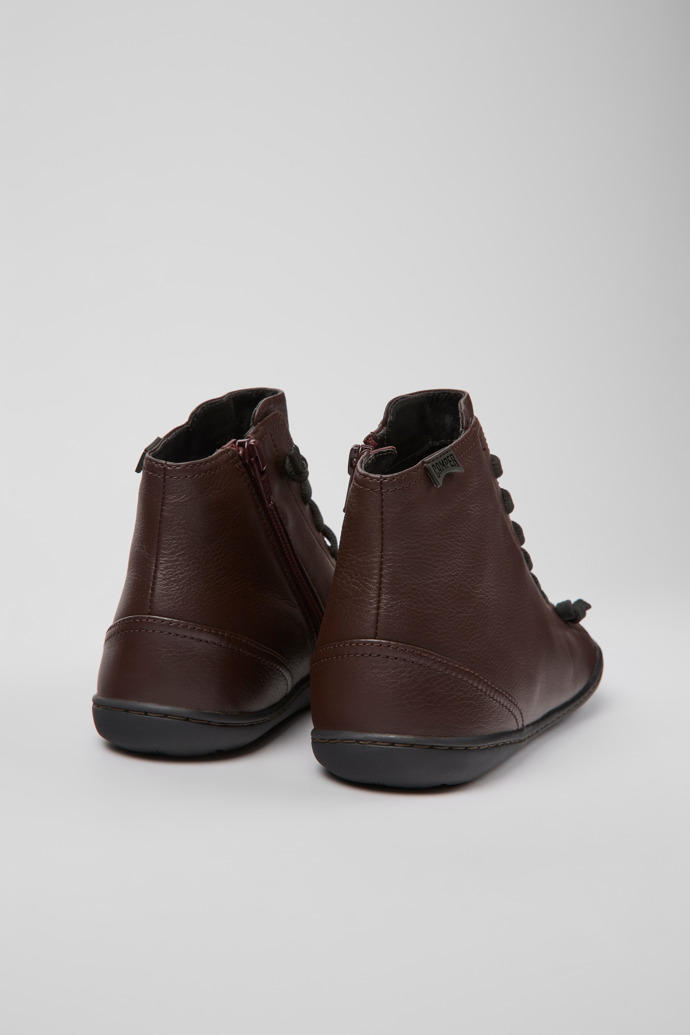 Back view of Peu Burgundy leather ankle boots for women