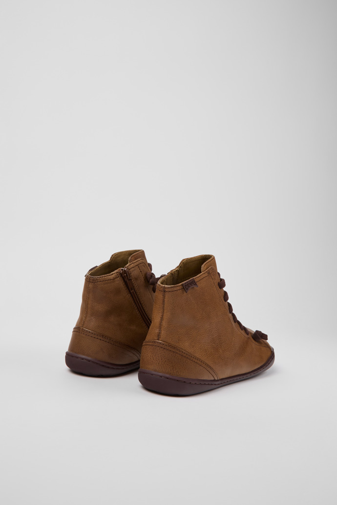 Back view of Peu Brown leather ankle boots for women